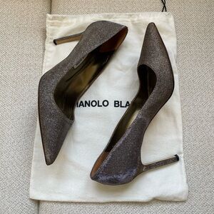Manolo Blahnik Dark Gold Glitter fabric BB Size 40